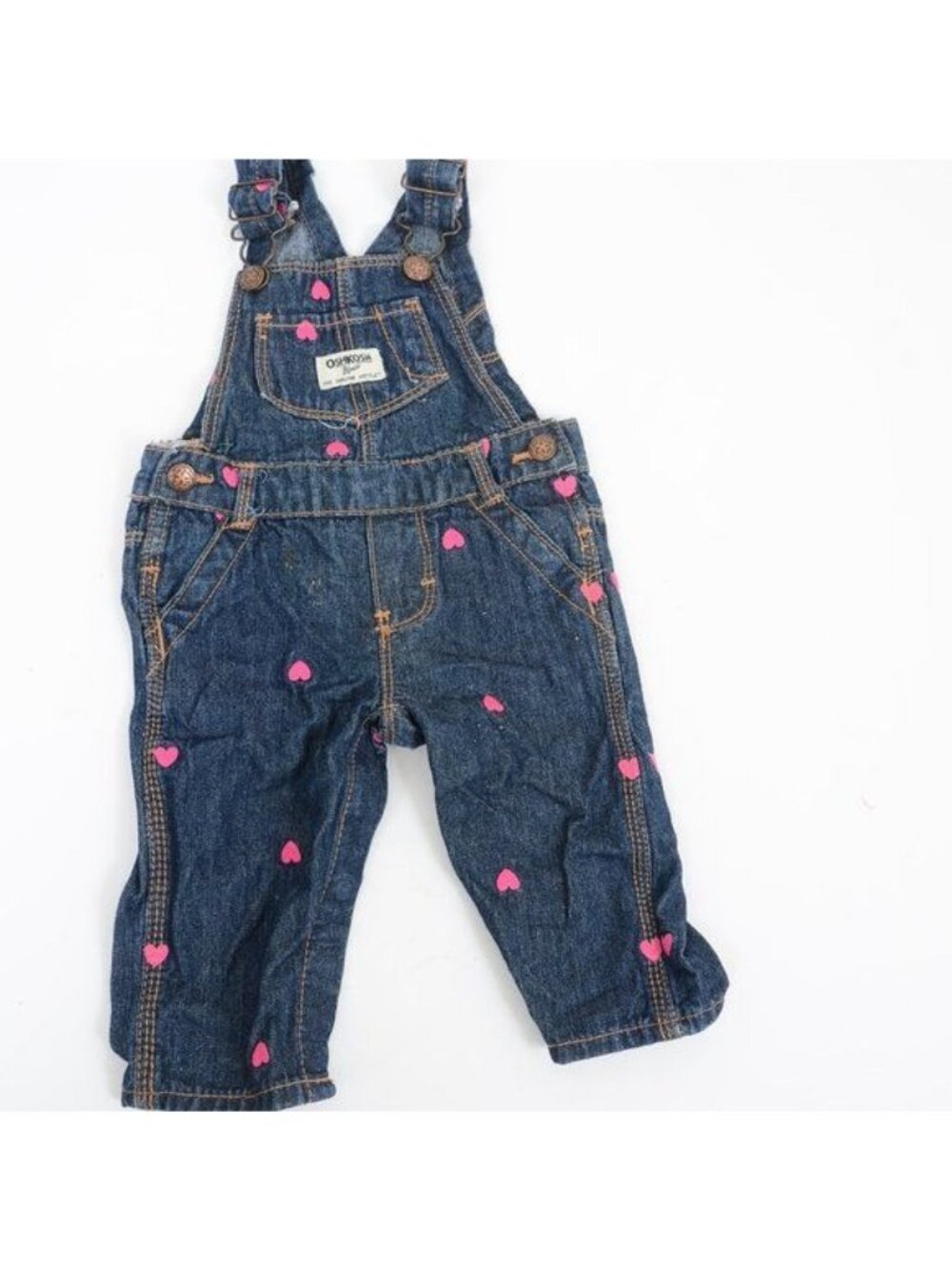 OshKosh b'Gosh Heart Bib Overalls Baby Girl Infant Size 6M